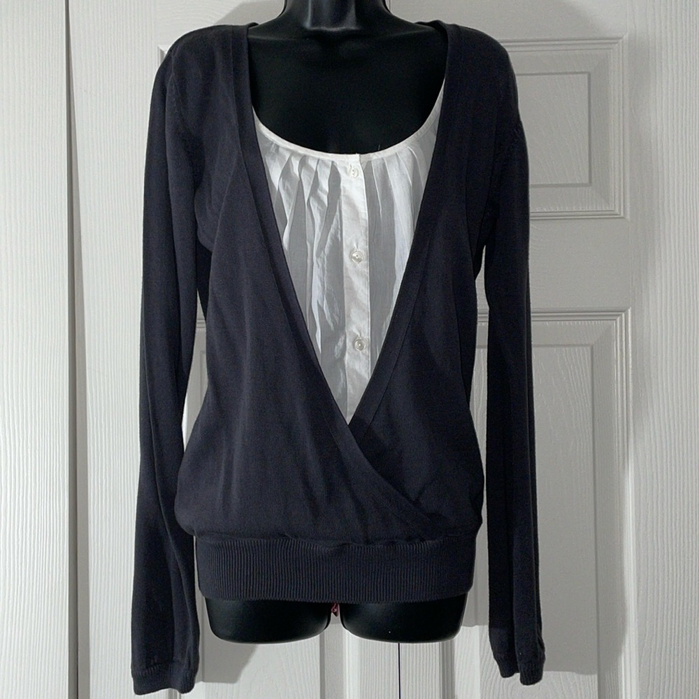 Cotton Ginny Faux Layered Pleated Top/Cardigan